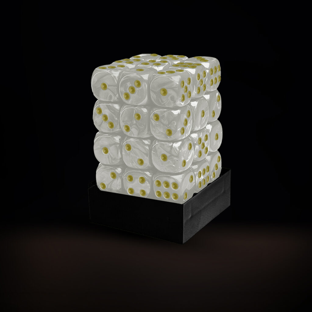 Central Dice - 36 d6 de 12mm: Mármore Branco e Dourado