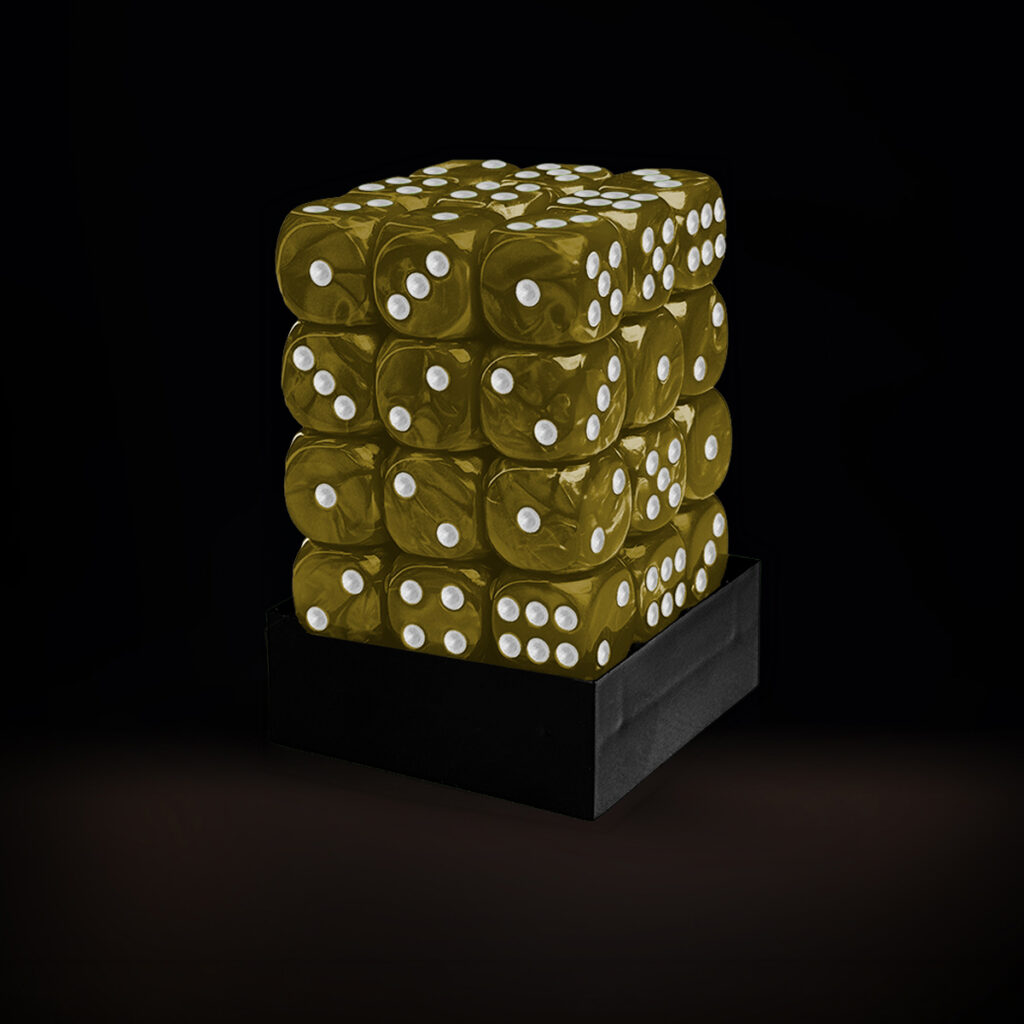 Central Dice - 36 d6 de 12mm: Mármore Dourado e Branco