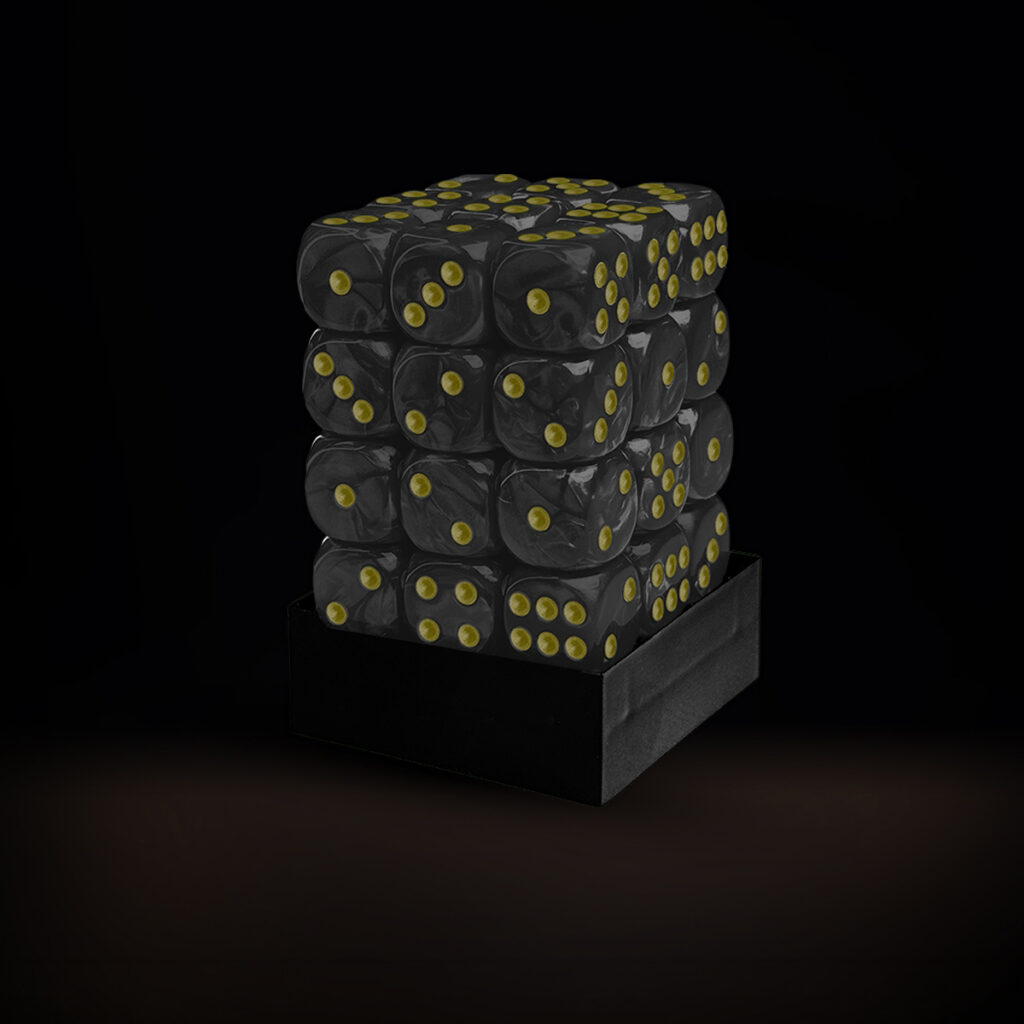 Central Dice - 36 d6 de 12mm: Mármore Preto e Dourado