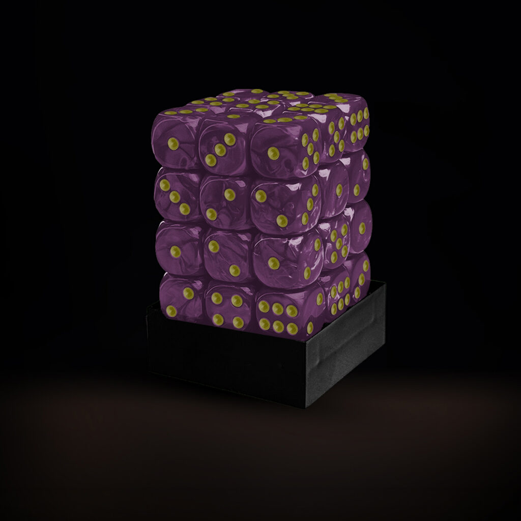 Central Dice - 36 d6 de 12mm: Mármore Roxo e Dourado