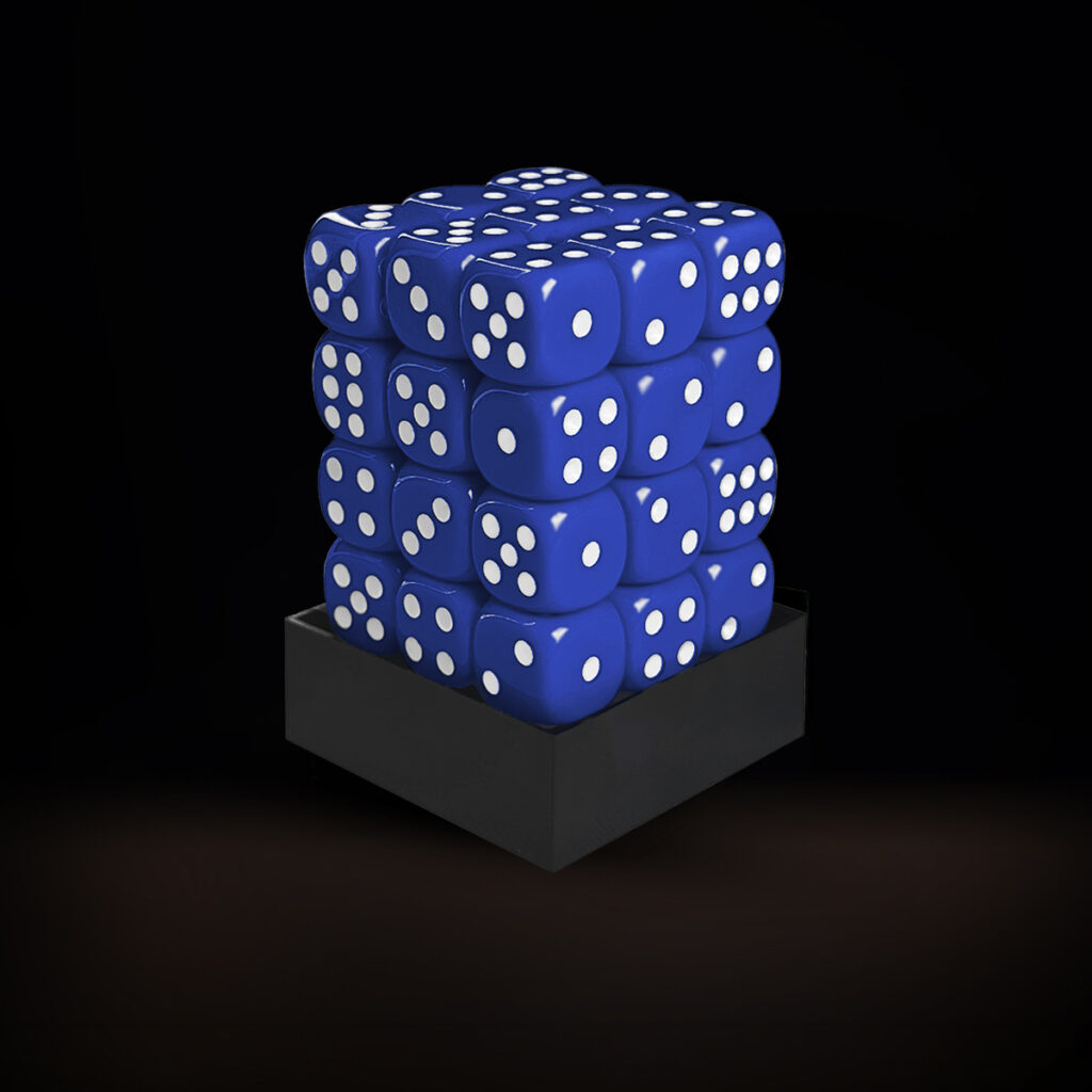 Central Dice - 36 d6 de 12mm: Opaco Azul e Branco