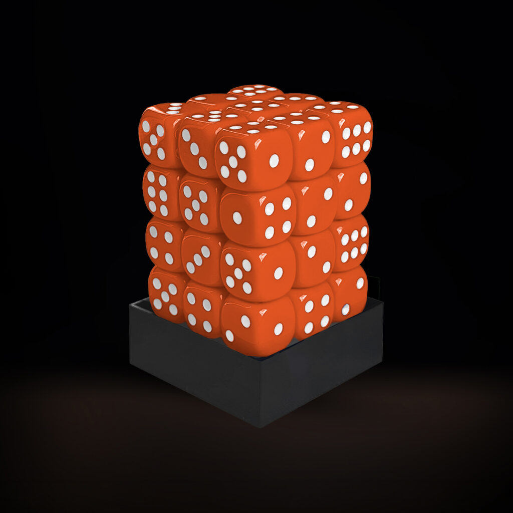 Central Dice - 36 d6 de 12mm: Opaco Laranja e Branco