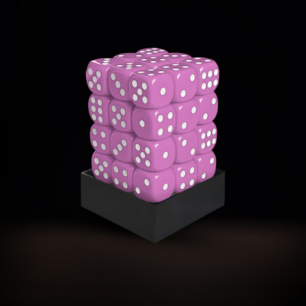Central Dice - 36 d6 de 12mm: Opaco Rosa e Branco