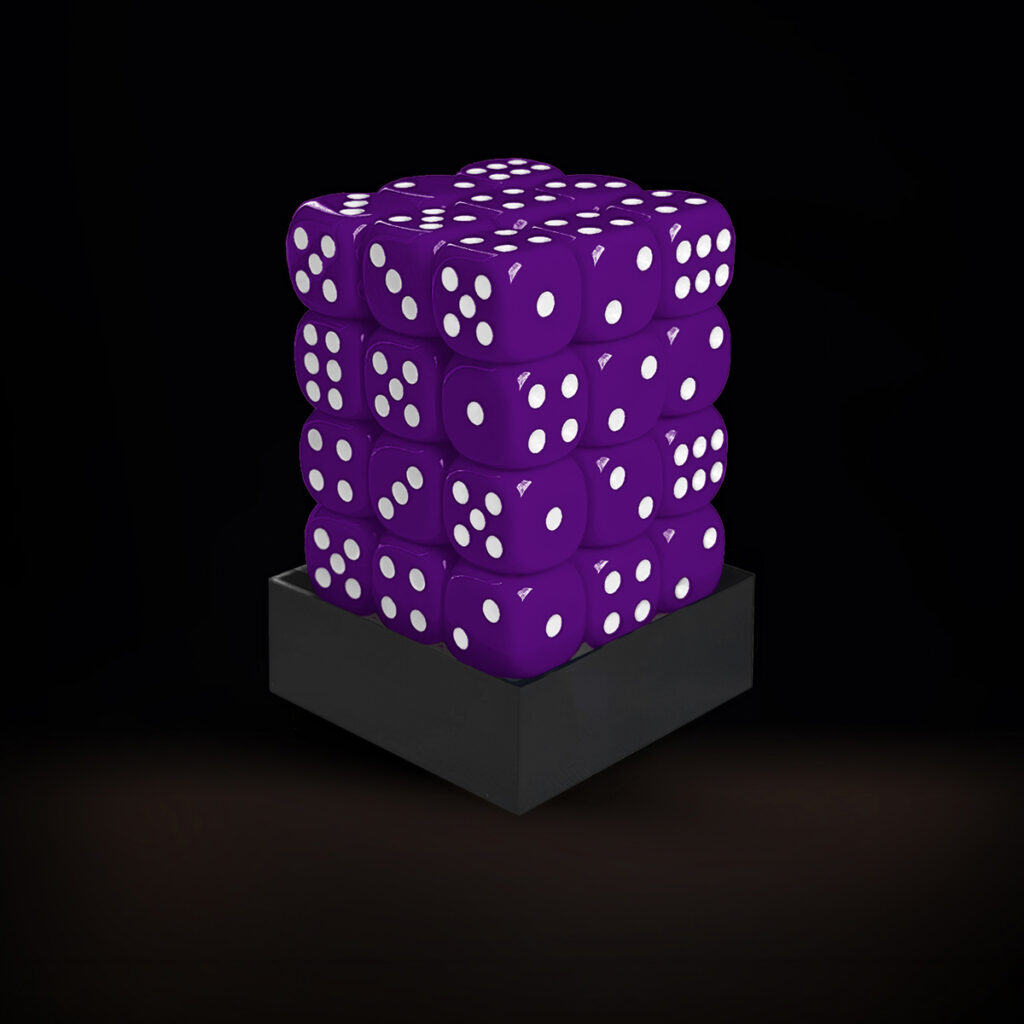 Central Dice - 36 d6 de 12mm: Opaco Roxo e Branco