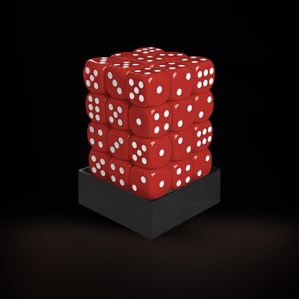 Central Dice - 36 d6 de 12mm: Opaco Vermelho e Branco
