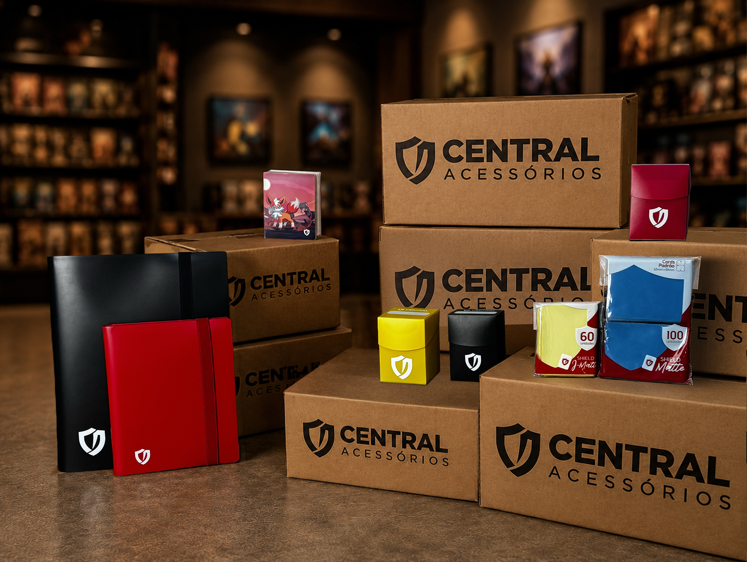 Interior de loja especializada em jogos, representando a rede de parceiros da Central Acessórios