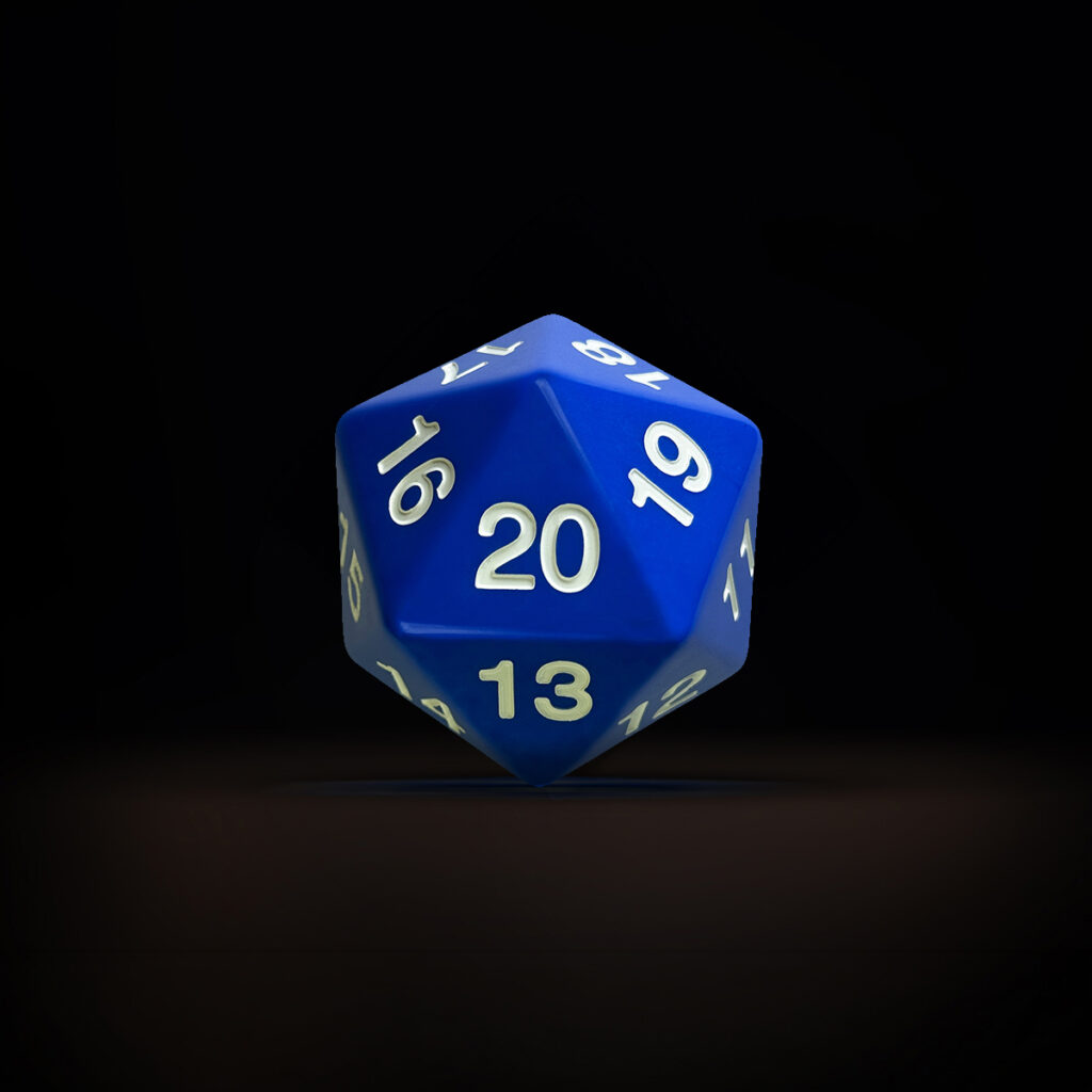 Central Dice - d20 JUMBO: Opaco Azul e Branco