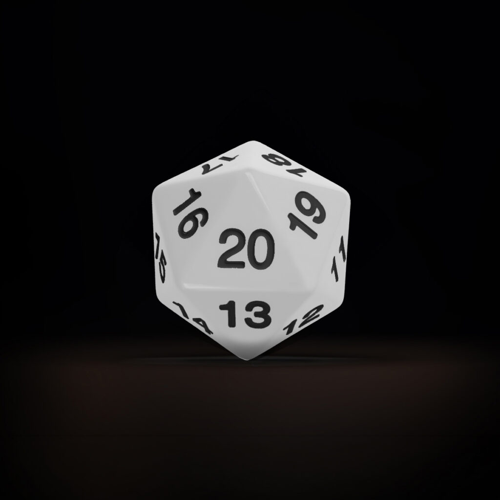 Central Dice - d20 JUMBO: Opaco Branco e Preto
