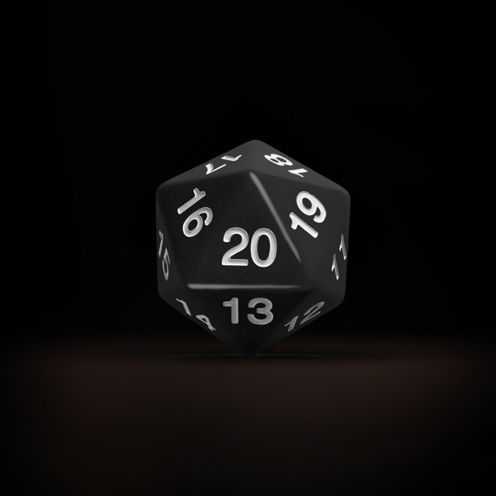 Central Dice - d20 JUMBO: Opaco Preto e Branco