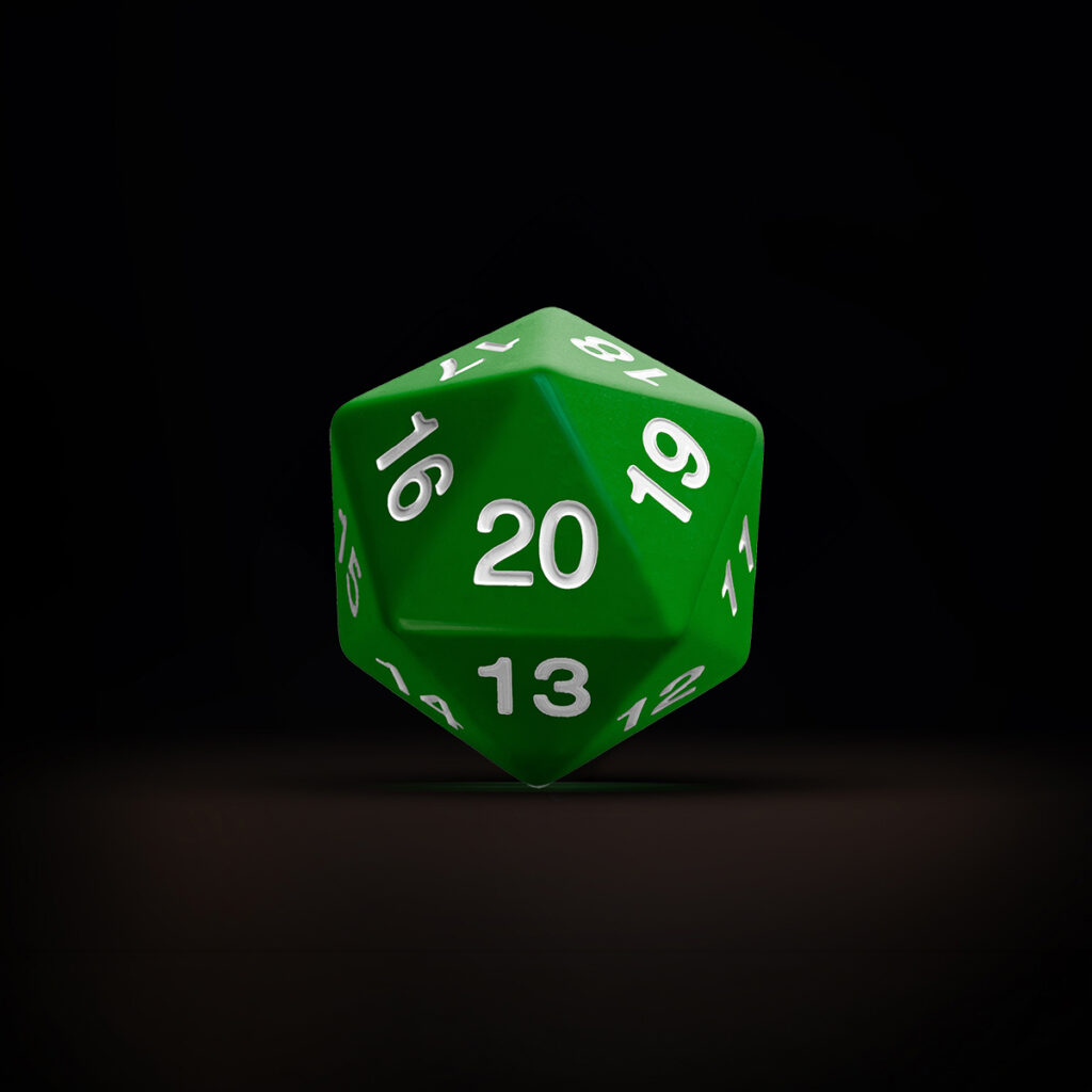 Central Dice - d20 JUMBO: Opaco Verde e Branco