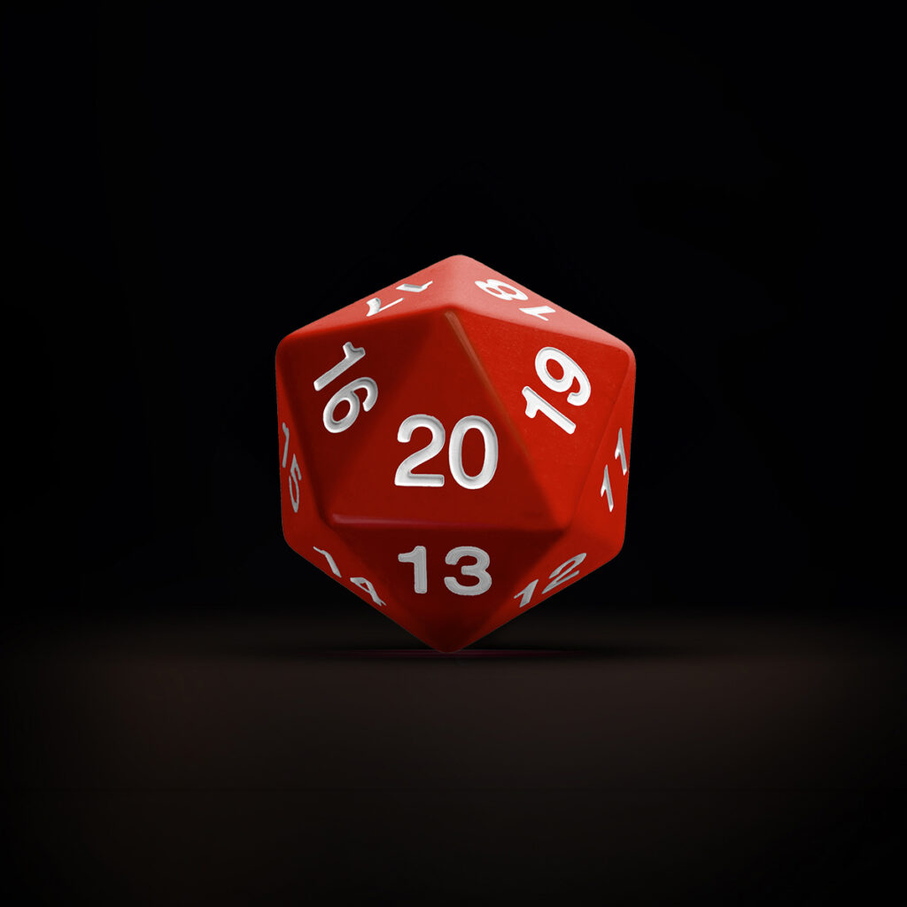 Central Dice - d20 JUMBO: Opaco Vermelho e Branco