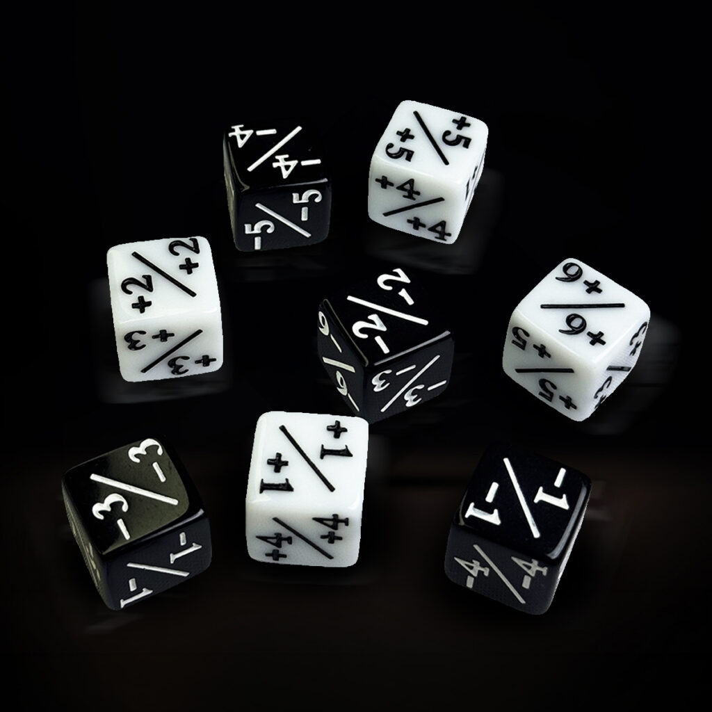 Central Dice - d6 Positivo/Negativo: Opaco Preto e Branco