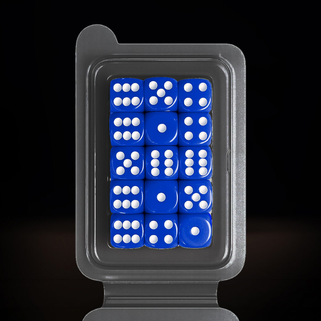 Central Dice - d6 de 16mm: Opaco Azul e Branco