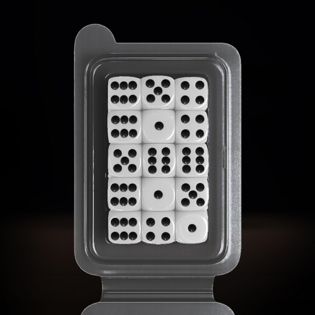 Central Dice - d6 de 16mm: Opaco Branco e Preto