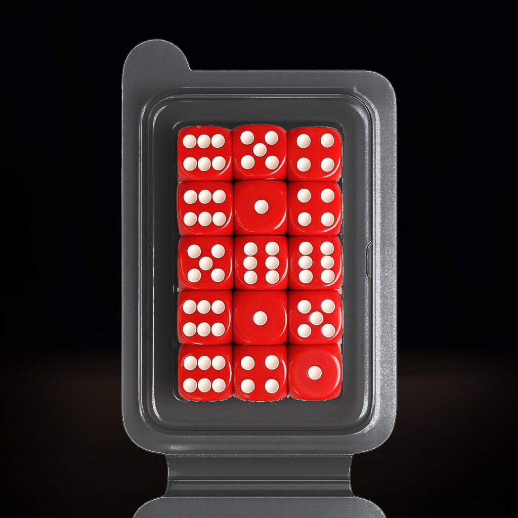 Central Dice - d6 de 16mm: Opaco Vermelho e Branco