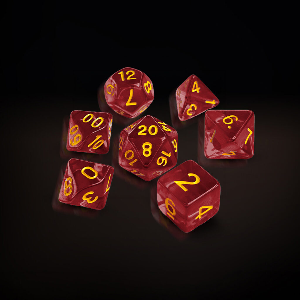 Central Dice - RPG: Translúcido Vermelho e Dourado